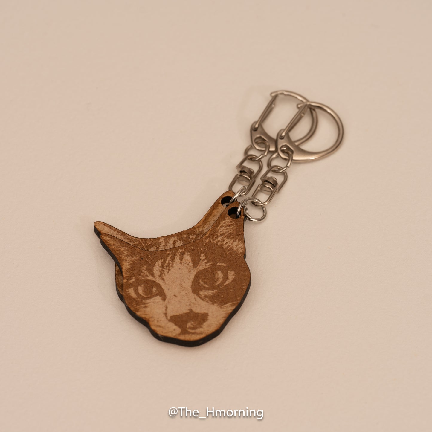 A Pair of Personalised Laser Engraving Wooden Keychains